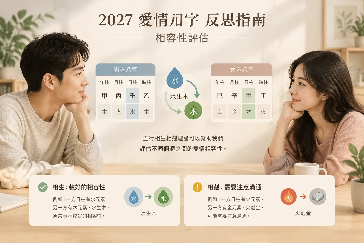 Comparison of two BaZi charts showing compatibility